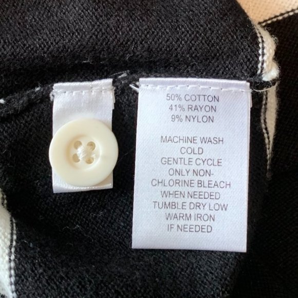 Ann Taylor LOFT Black/Ivory stripe sweater with Button detail - Size Small - Picture 8 of 8